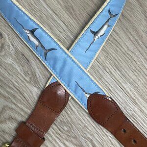 EUC Leather Man Ltd Belt - Light blue marlins